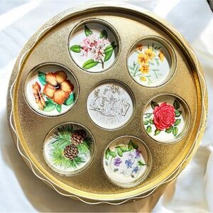 Vintage New Jersey Souvenir Tin Drink Tray – Gold & Floral Perfection